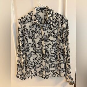 Express black and white relaxed portofino button down shirt